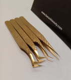 Eyelash Tweezers Gold Plated Color Professional Use Only